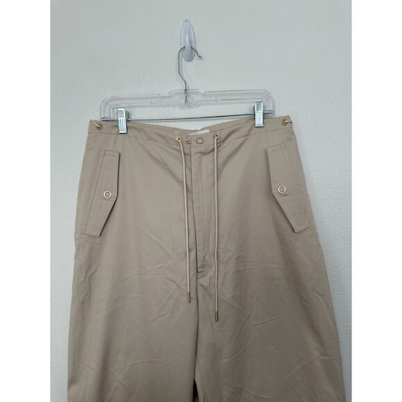 DION LEE Eyelet Tie Parachute Pant Cargo Straight Leg Chalk White Medium Y2K NEW - Picture 3 of 16